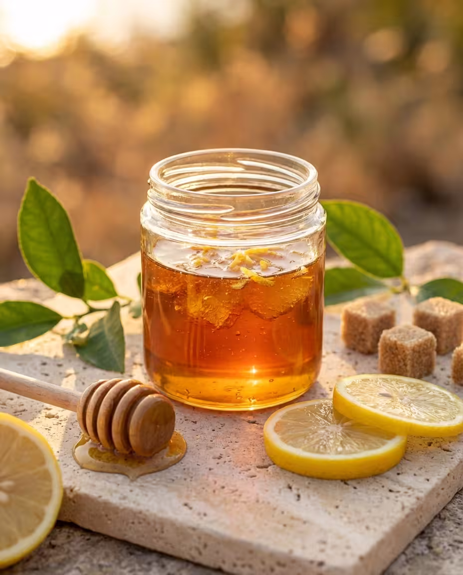 Sugaring paste in a jar with lemon and brown sugar